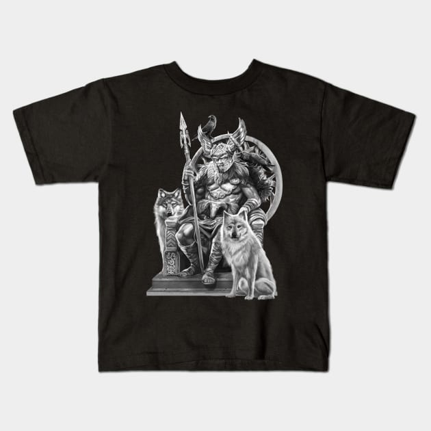 God Odin Norse Mythology Viking Paganism Medieval History Kids T-Shirt by Styr Designs